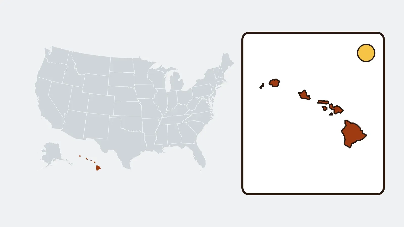 Map of the United States with Hawaii highlighted