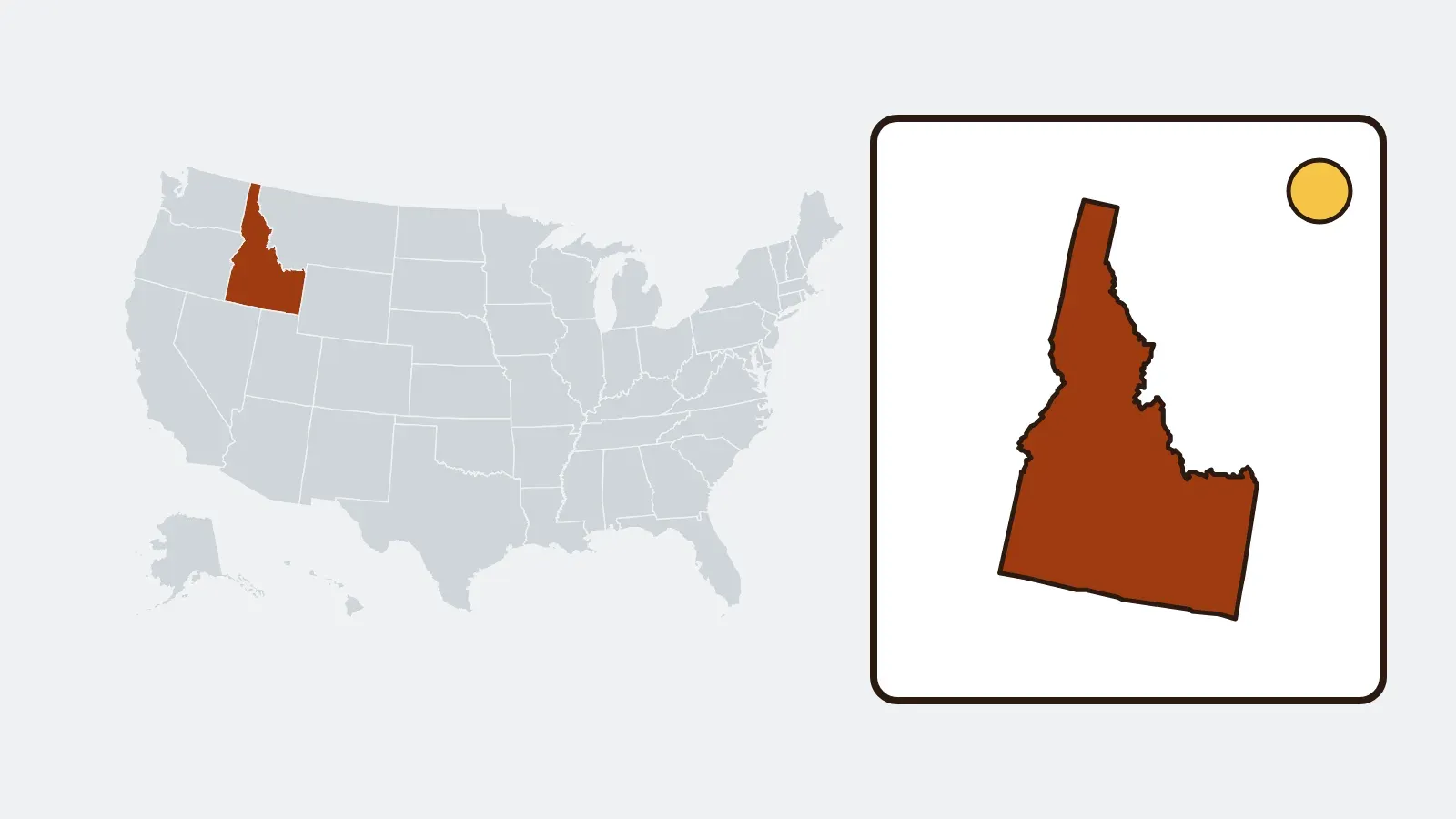 Map of the United States with Idaho highlighted