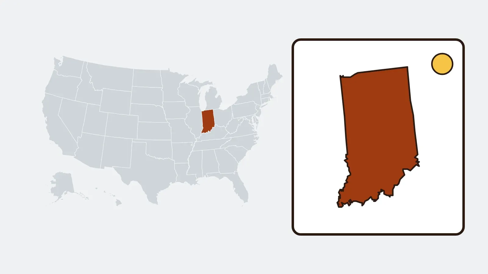 Map of the United States with Indiana highlighted