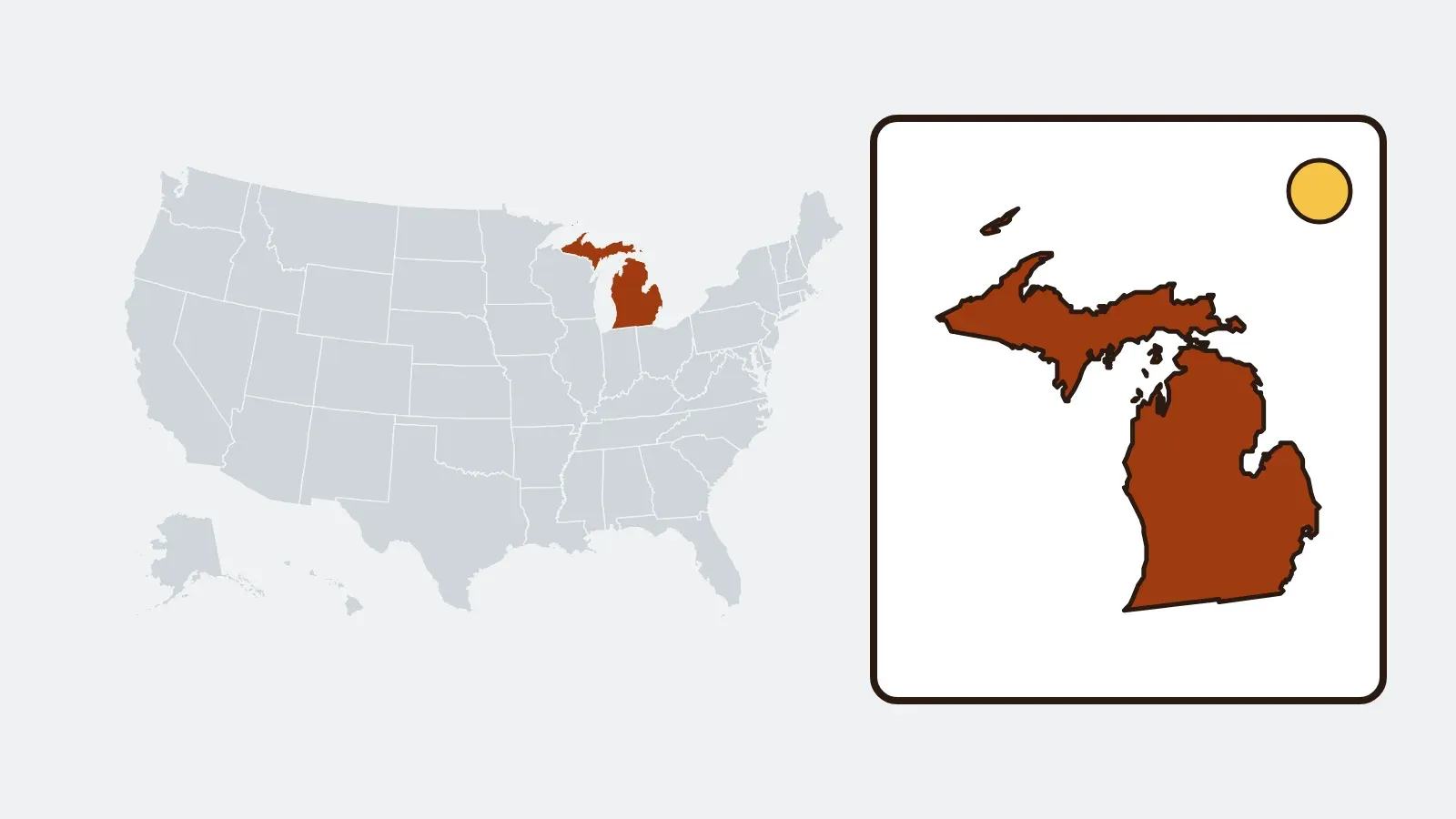Map of the United States with Michigan highlighted