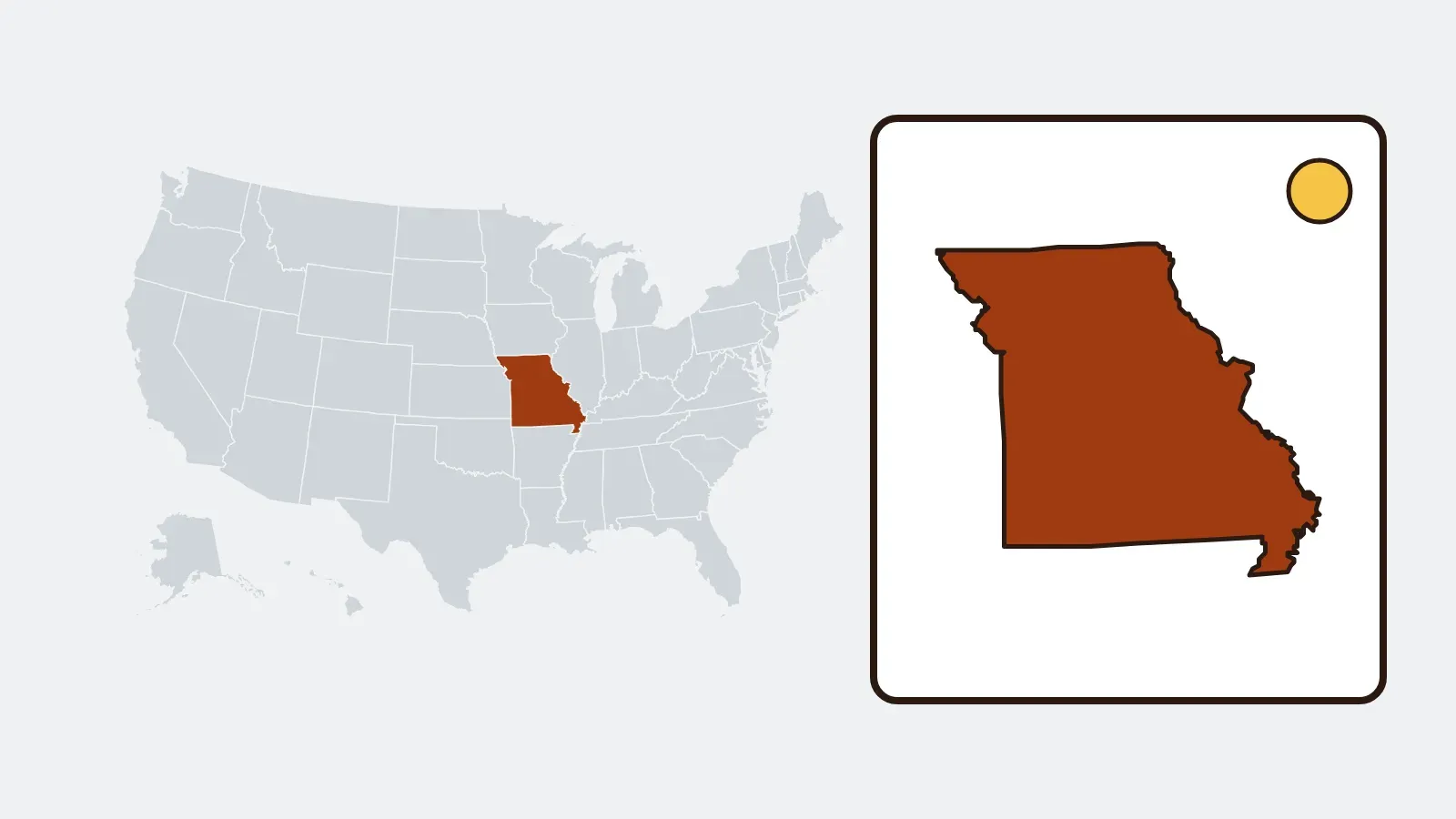 Map of the United States with Missouri highlighted