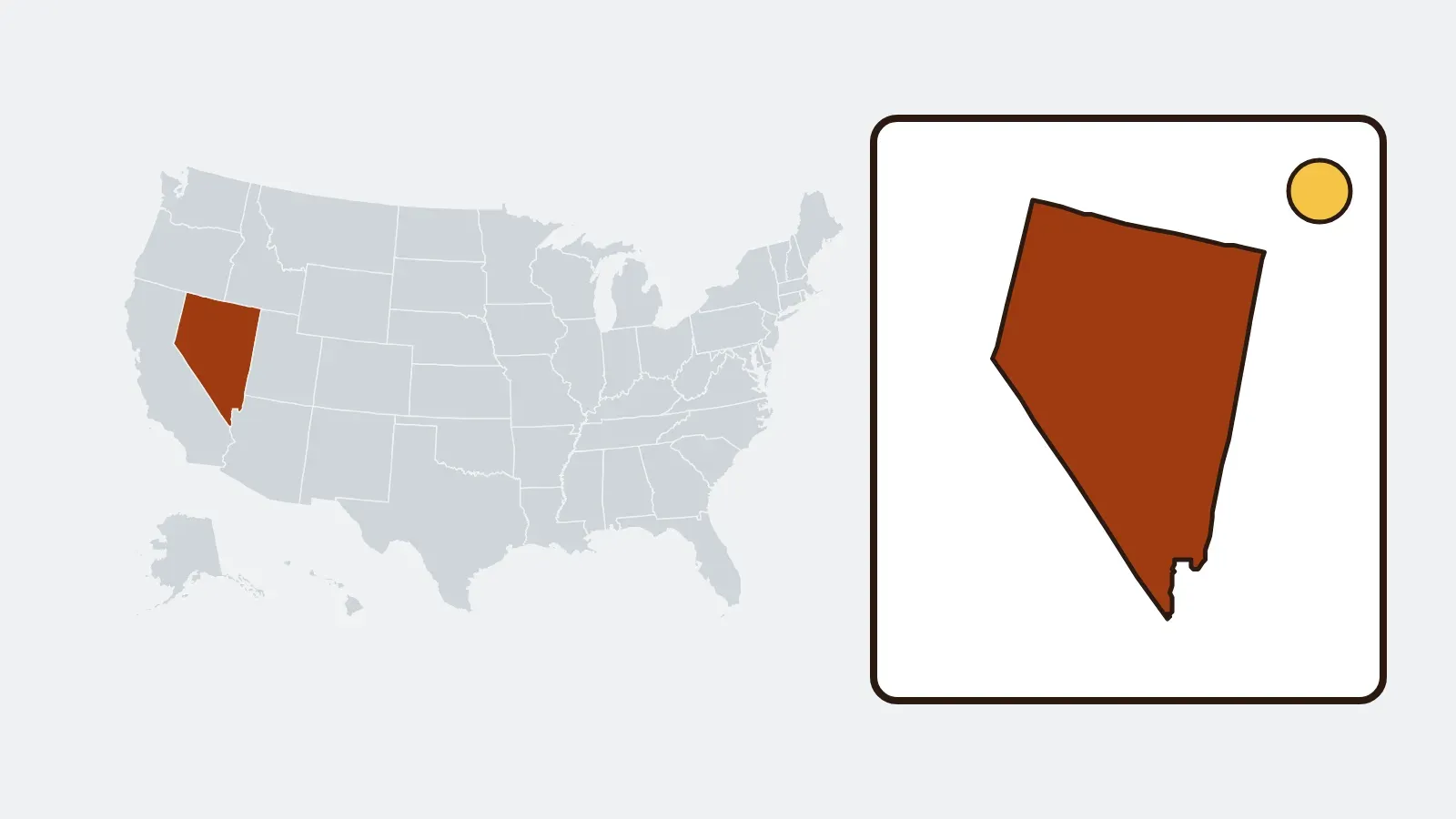 Map of the United States with Nevada highlighted