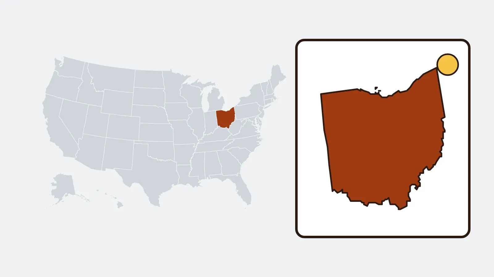 Map of the United States with Ohio highlighted
