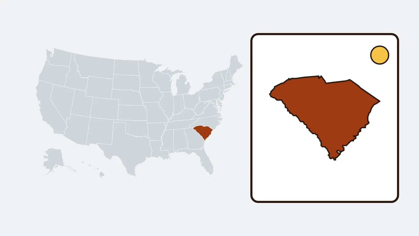 Map of the United States with South Carolina highlighted
