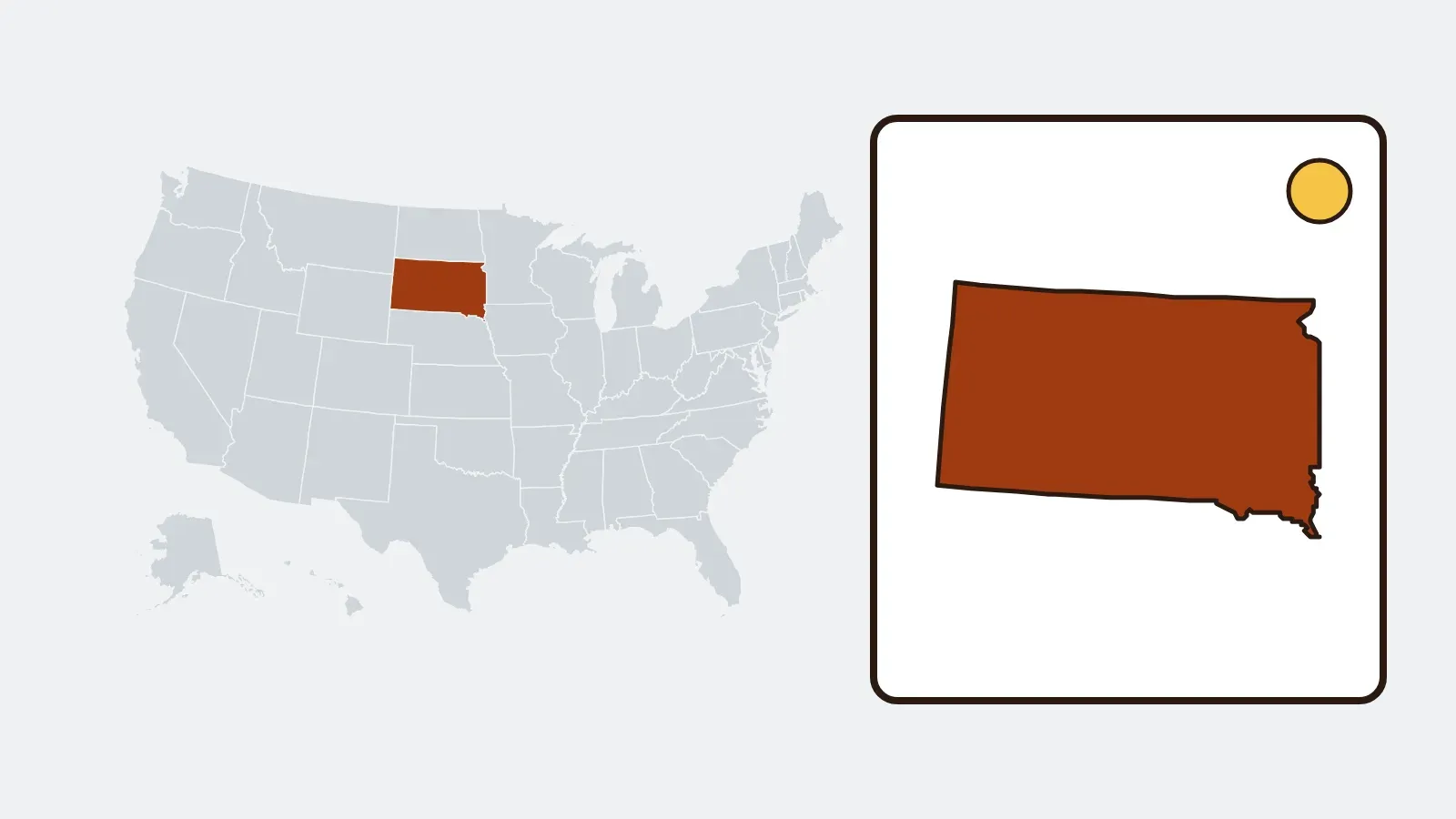 Map of the United States with South Dakota highlighted
