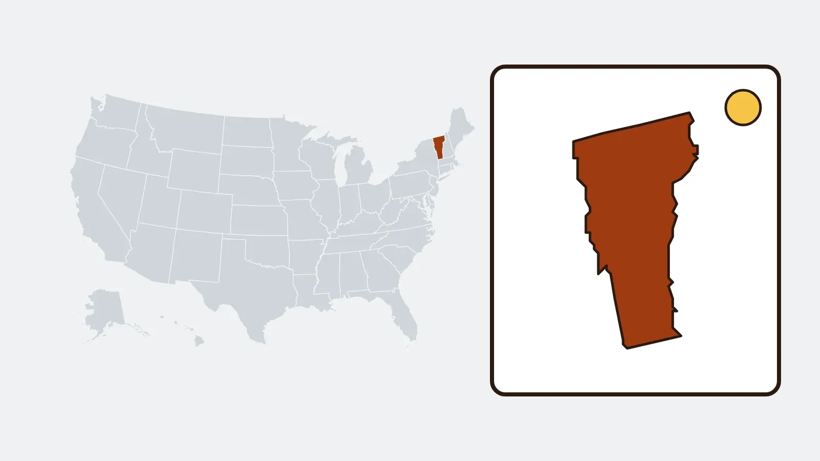 Map of the United States with Vermont highlighted
