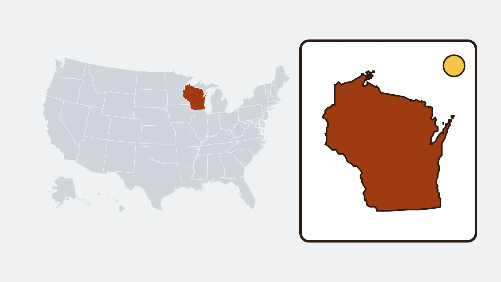 Map of the United States with Wisconsin highlighted