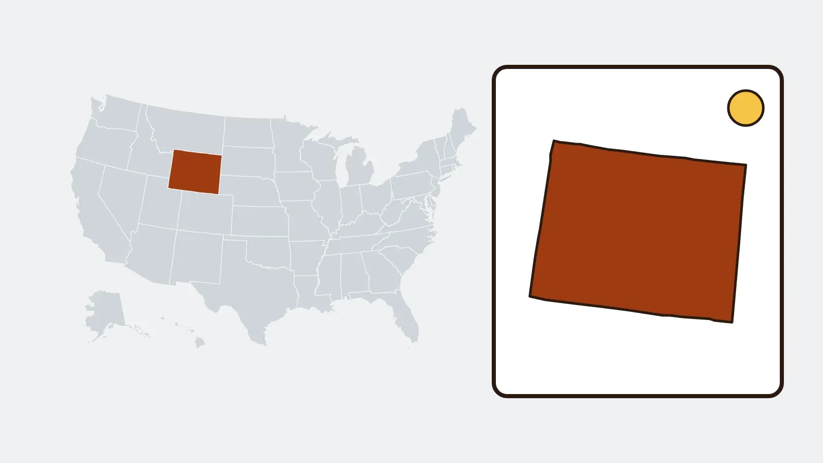 Map of the United States with Wyoming highlighted